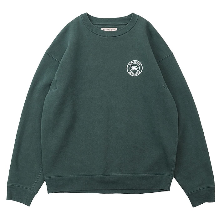 バーバリー ロゴ エンブロイダリー 刺繍 クルーネック スウェット メンズ グリーン XS BURBERRY