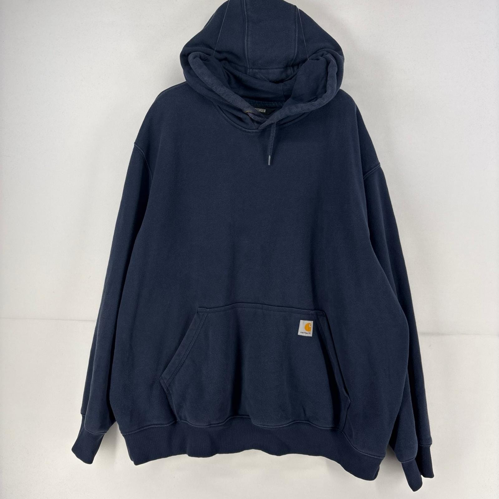 古着 カーハート Carhartt スウェット プルオーバー ワンポイント ロゴ 大きいサイズ スウェット 2XL  ネイビー メンズ