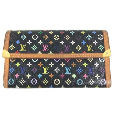 ルイヴィトン LOUIS VUITTON ポルトトレゾール インターナショナル M92658 モノグラムマルチカラー 三つ折り 財布 ウォレット ロングウォレット 長財布 モノグラムマルチカラーキャンバス ブラック