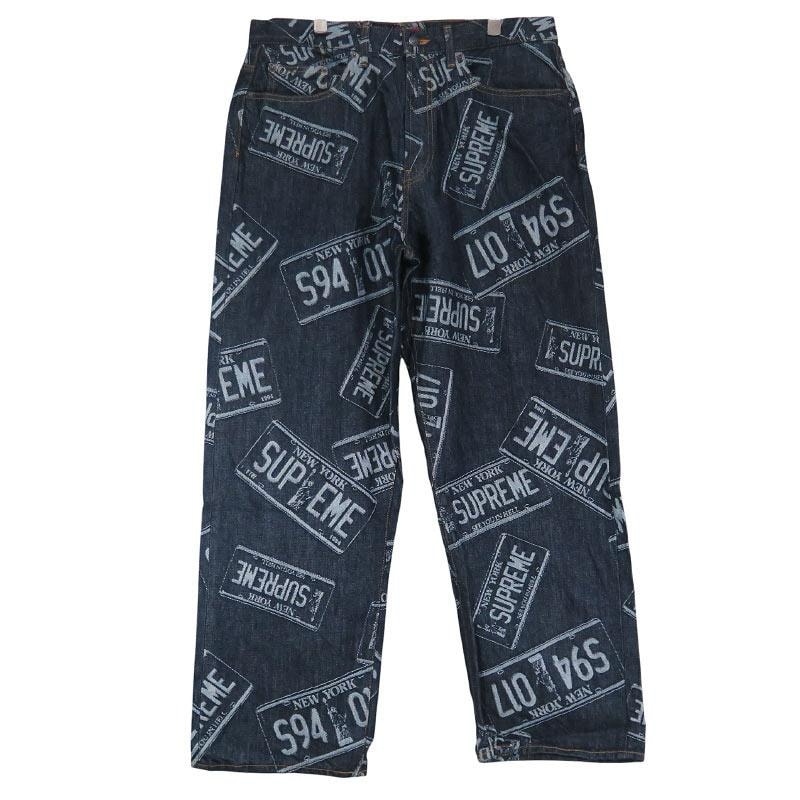 Supreme License Plate Baggy Jean "Rigid Indigo"