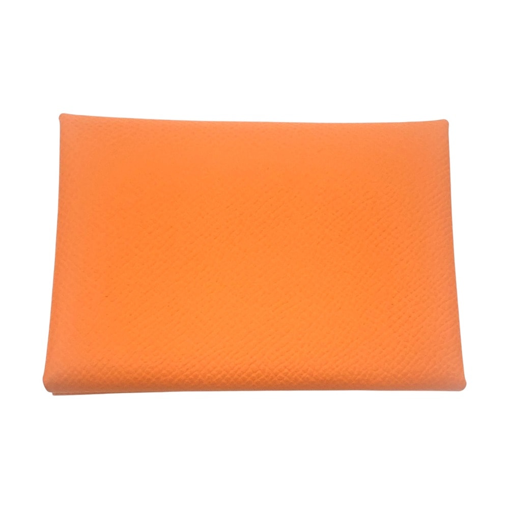 エルメス HERMES カルヴィデュオ カードケース 小銭入れ 財布 コインケース 2つ折り財布 エプソン B刻 オレンジ×ライム オレンジ 未使用