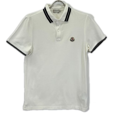 モンクレール ホワイト ボーダー maglia polo manica corta 半袖ポロシャツ S