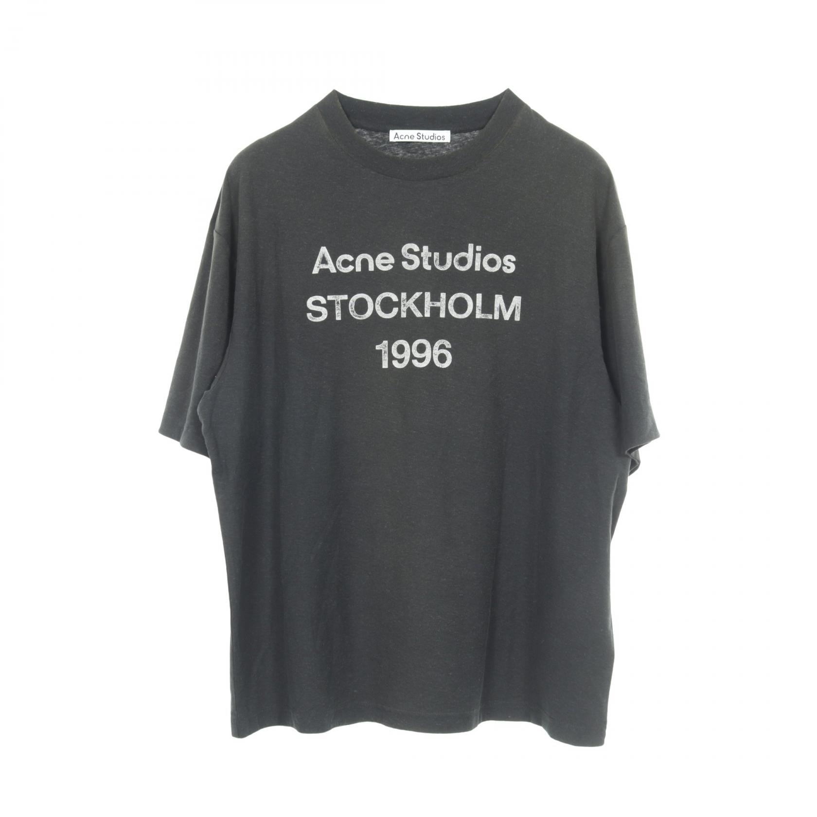 アクネストゥディオズ ACNE STUDIOS スプレー加工 ヴィンテージ加工 ロゴプリント 半袖Tシャツ 衣料品 トップス コットン ヘンプ レディース グリーン系 【中古】