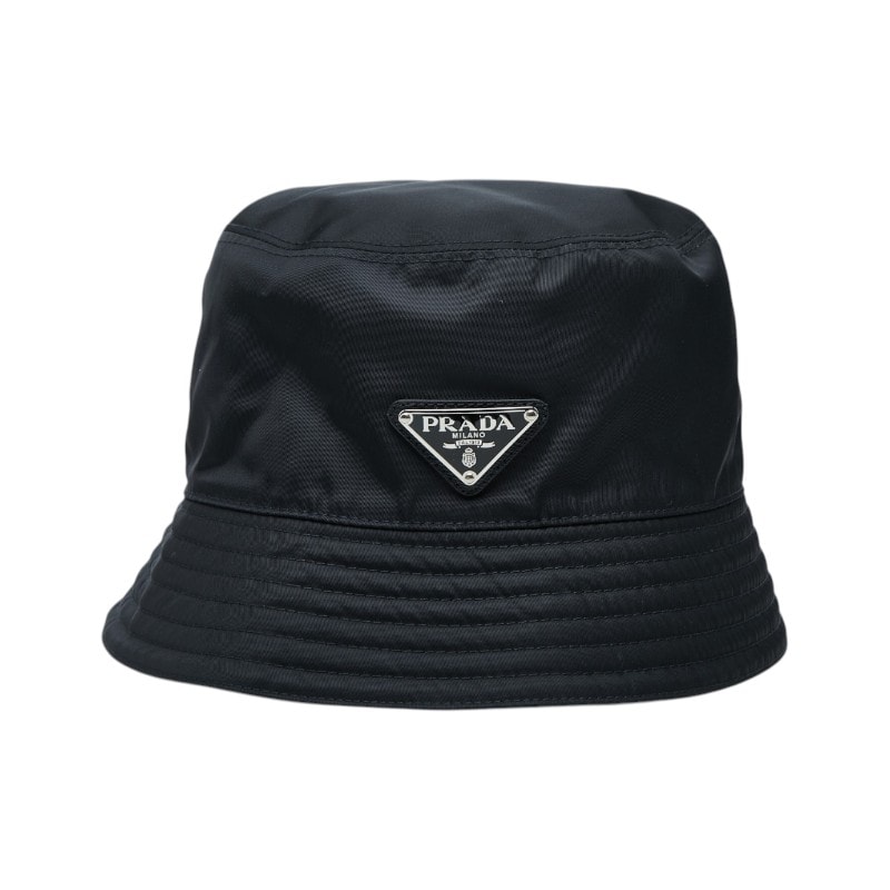 プラダ 三角ロゴプレート バケットハット サイズ:M 1HC137 ブラック ナイロン レディース PRADA 中古