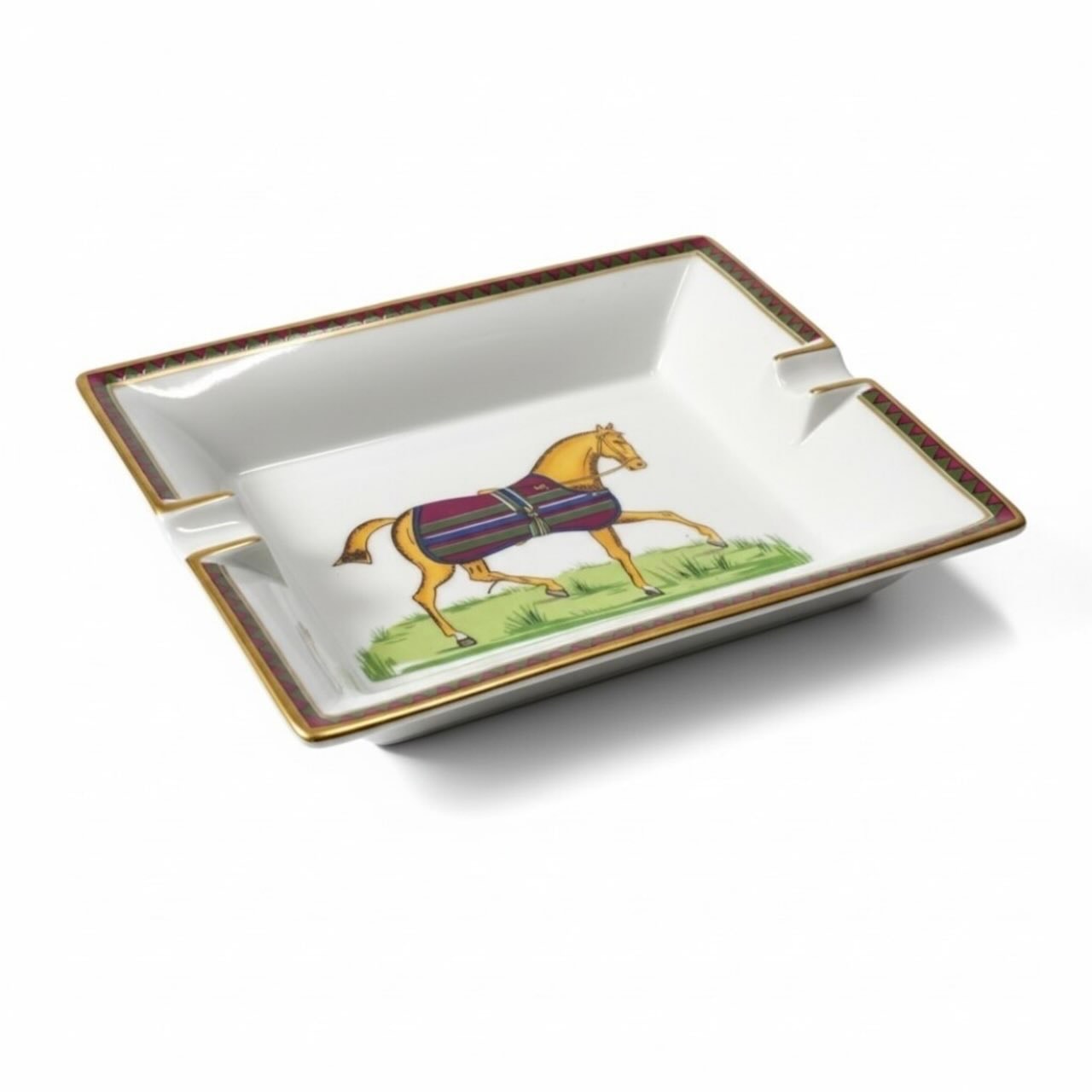 美品 HERMES エルメス Cigar Ashtray Horse マルチカラー 陶器 アッシュトレイ A3-00126 【中古】