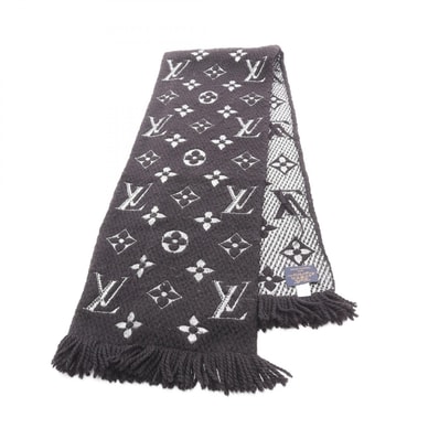 ルイ・ヴィトン LOUIS VUITTON エシャルプ ロゴマニア シャイン マフラー 衣料品 ウール シルク シルバー レディース ブラック系 / シルバー系 / ノワール M75833 【中古】