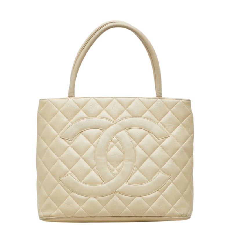 シャネル マトラッセ ココマーク 復刻トート トートバッグ ハンドバッグ アイボリー ホワイト キャビアスキン レディース CHANEL 【中古】