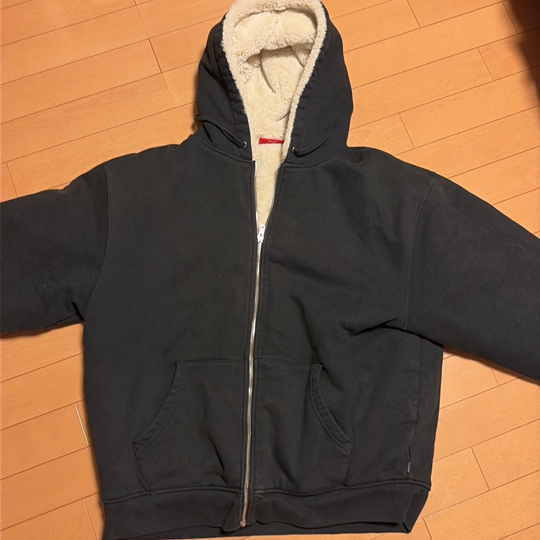Supreme Faux Fur Lined Zip Up Hooded Sweatshirt "Black"