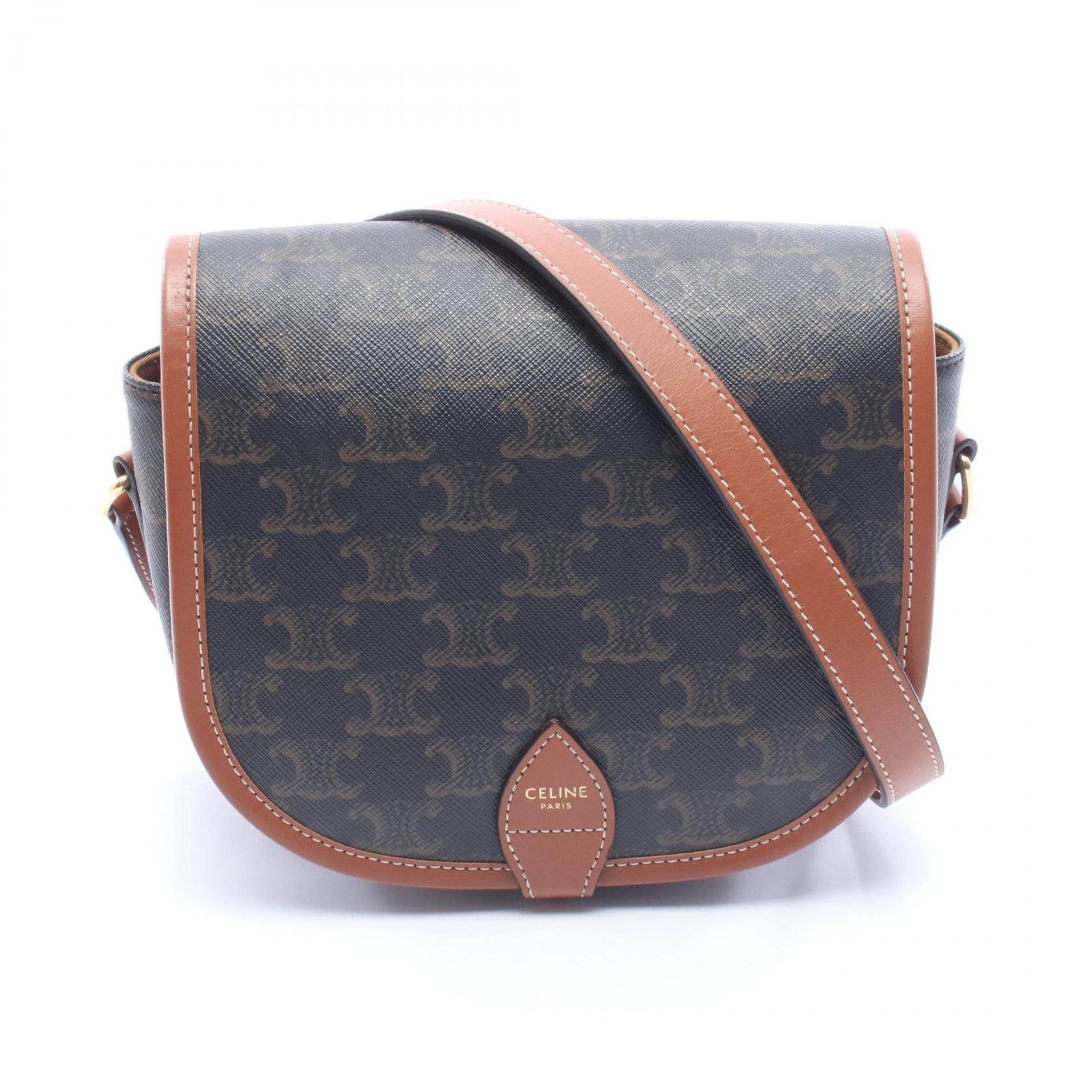 セリーヌ CELINE フォルコ ミディアムバッグ トリオンフ ショルダーバッグ バッグ PVCコーティングキャンバス レザー レディース ブラウン系 191502BZJ.04LU 【中古】