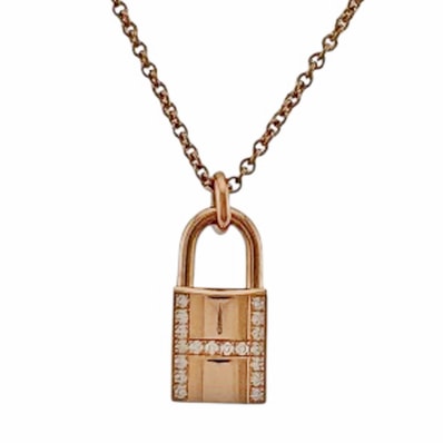 エルメス アミュレット ケリー カデナス ネックレス 18金 K18ピンクゴールド ダイヤモンド レディース HERMES 中古