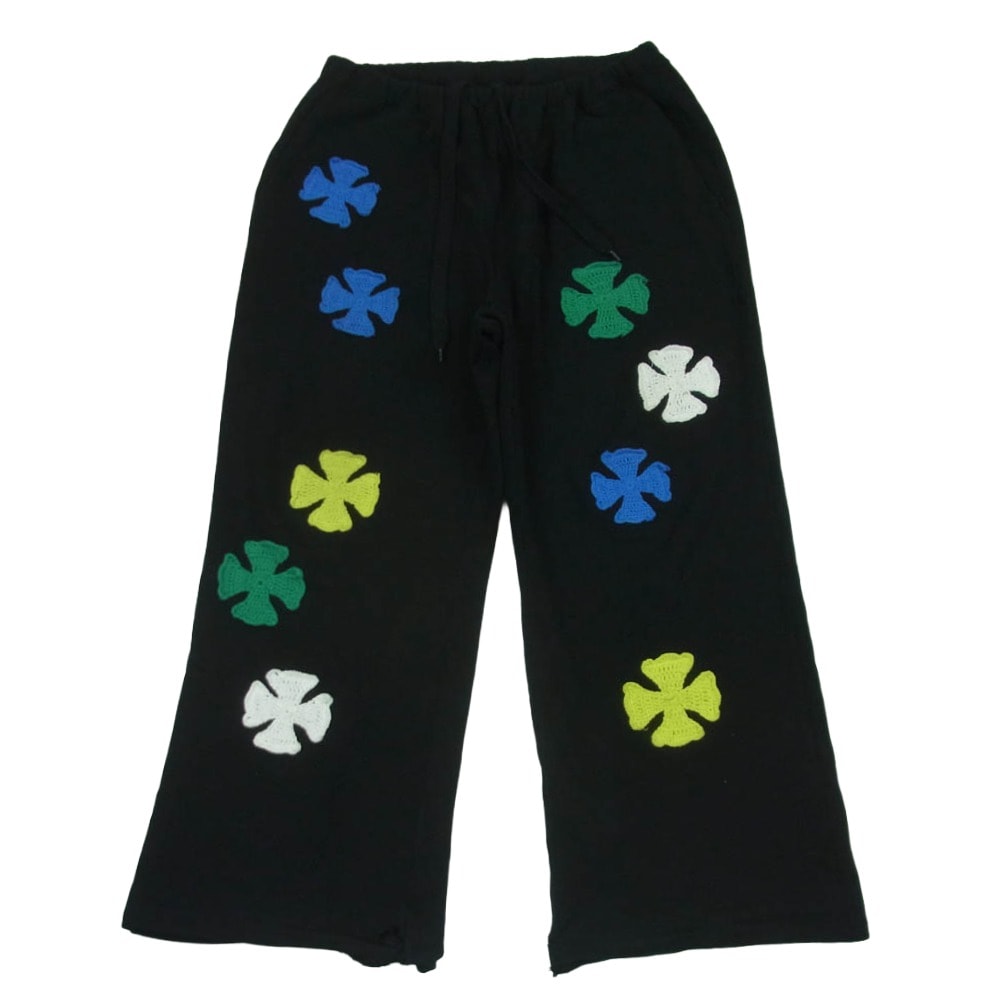 DISCOVERED ディスカバード 25SS DC-SS25-CU-09 IRON CROSS CROCHET SWEAT PANTS アイアンクロス クロシェット ワイド スウェット パンツ ブラック系 1【中古】