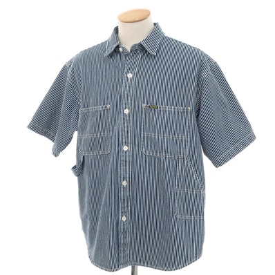 【中古】シュプリーム Supreme 2025年春夏 Loose Fit S/S Denim Painter Shirt コットン 半袖シャツ ネイビーxホワイト【サイズS】【メンズ】