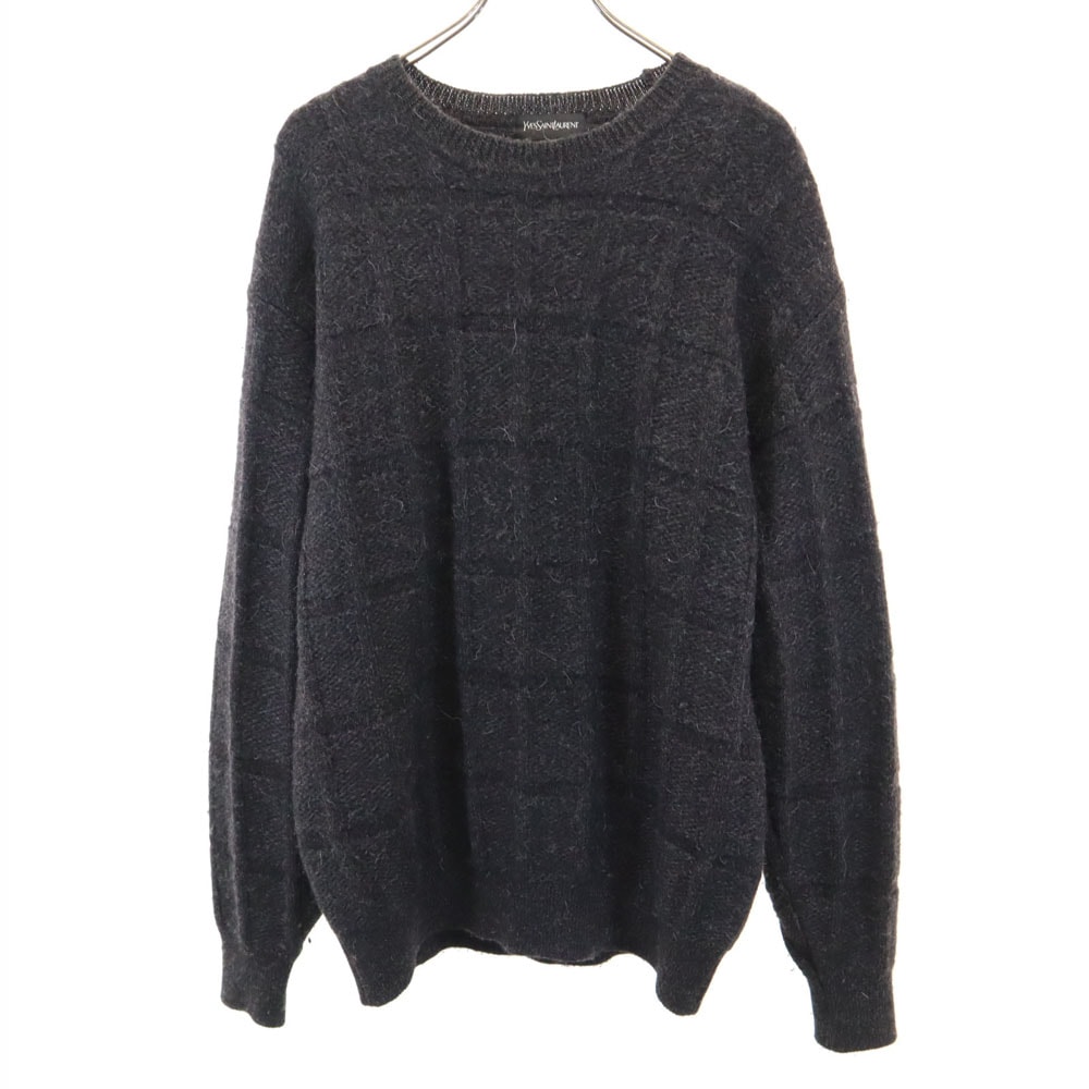 YVES SAINT LAURENT イヴサンローラン 90s 日本製 アルパカブレンド オールド 長袖 セーター LA ブラック系 ニット