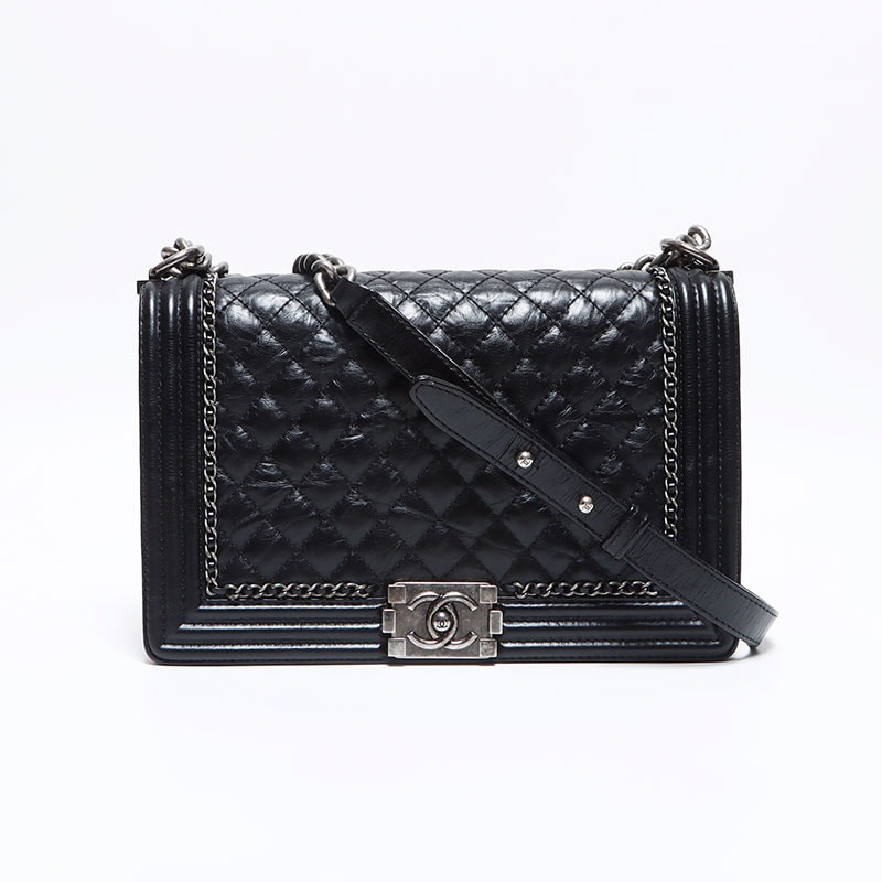 シャネル CHANEL ボーイシャネル ラージ シルバー金具 ガンメタリック 23番台 2016 ショルダーバッグ【中古】