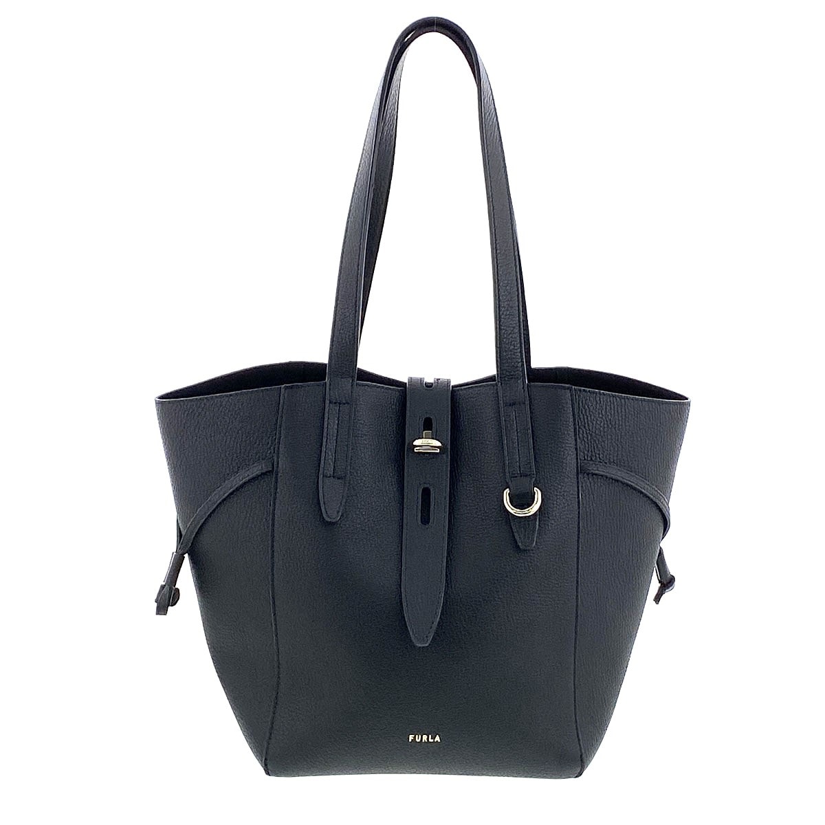 Furla フルラ NET レザー トートバッグ レザー ブラック  レディース【中古】