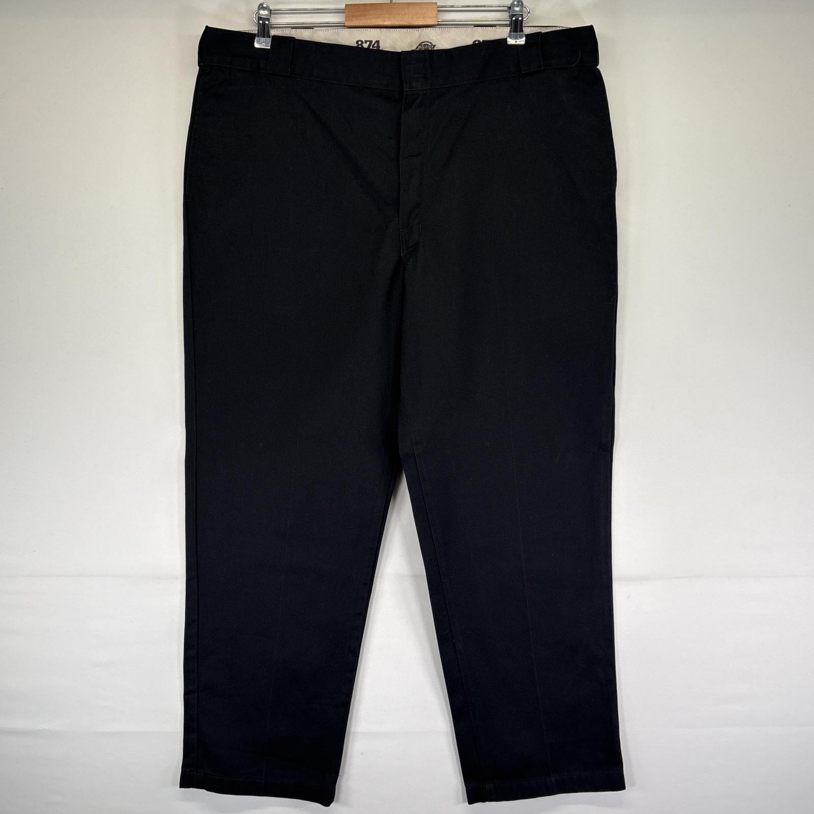 古着 ディッキーズ Dickies ワークパンツ 874 チノパン ワンポイントロゴ 大きいサイズ w42 L31 ブラック メンズ