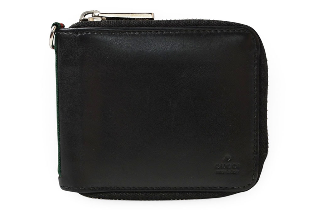 グッチ 財布 GUCCI 二つ折り財布 ジップアラウンド 336382 ブラック レザー/シェリーライン 札入れ メンズ【中古】