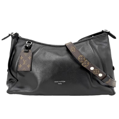 LOUIS VUITTON ルイヴィトン ショルダーバッグ モノグラム キャリーオールEW 2WAY ハンドバッグ 肩掛け 斜め掛け LVバイブ M28160 レザー ブラック 黒 シルバー金具 レディース 美品【中古品】