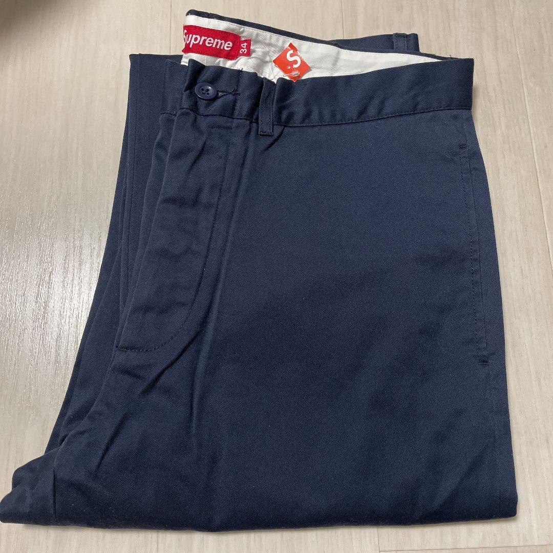 supreme ワークパンツ 34 ネイビー 背面 パッチ ポケット 新品未使用