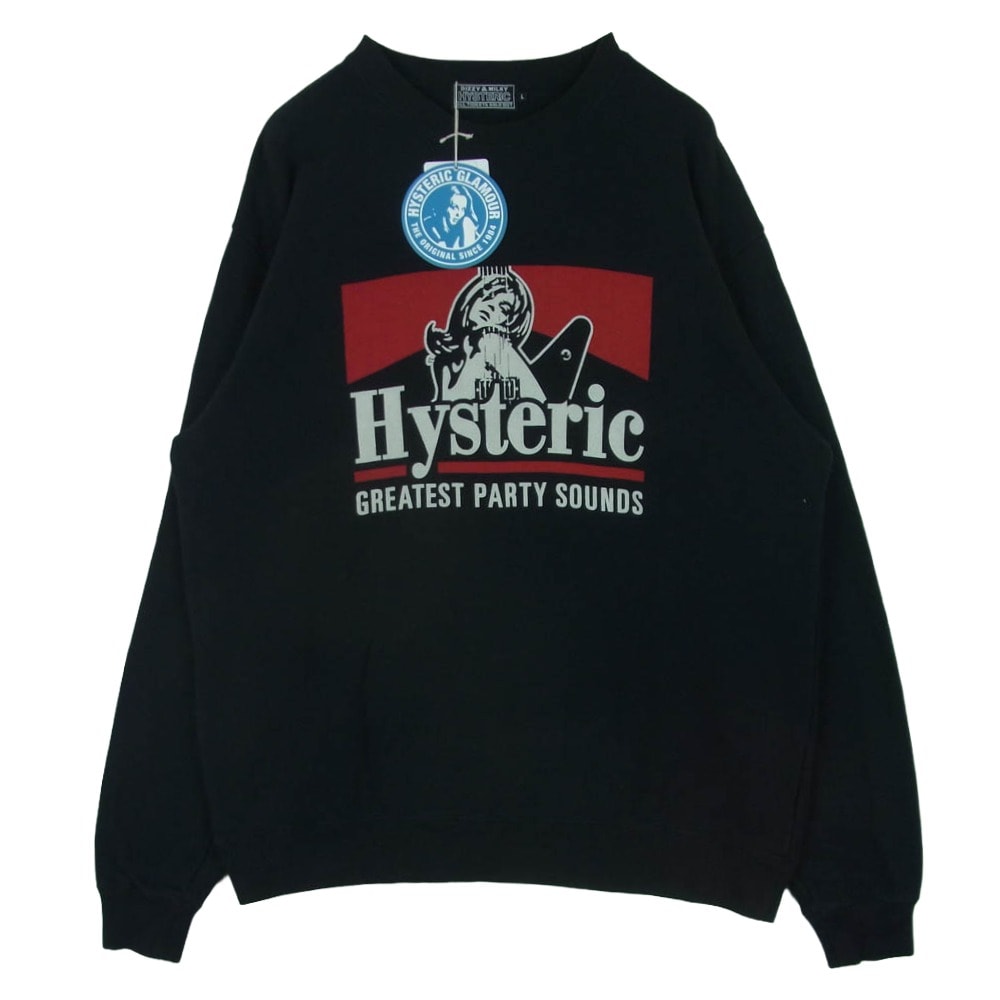 HYSTERIC GLAMOUR ヒステリックグラマー 26SS 02261CS05 GREATEST PARTY SOUNDS クルーネック 長袖 スウェット トレーナー ブラック系 L【中古】