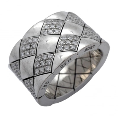 ★SALE【6jdb0408-39】シャネル リング マトラッセ K18WG ホワイトゴールド ダイヤモンド 10号【中古】レディース