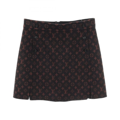 ルイ・ヴィトン LOUIS VUITTON モノグラム ミニ スカート 衣料品 ボトムス ウール シルク レディース ブラック系 / ブラウン系 【中古】