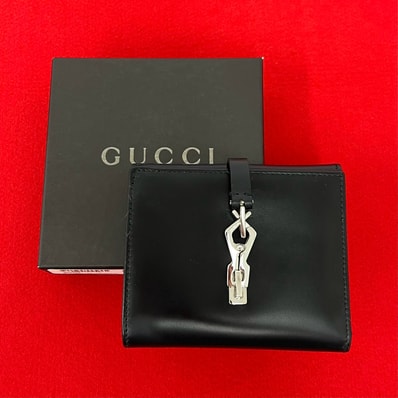 GUCCI グッチ ジャッキー 金具 レザー 二つ折り財布 ブラック
44289
