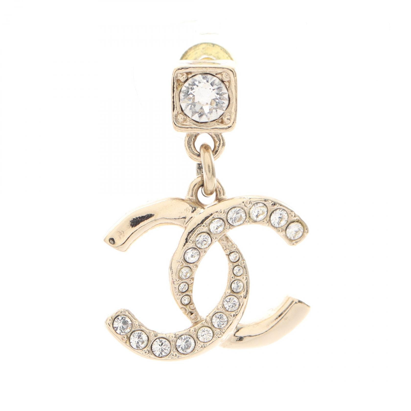 シャネル CHANEL ココマーク スウィング ピアス ジュエリー GP(ゴールドメッキ) ラインストーン レディース ゴールド系 / クリア系 【中古】