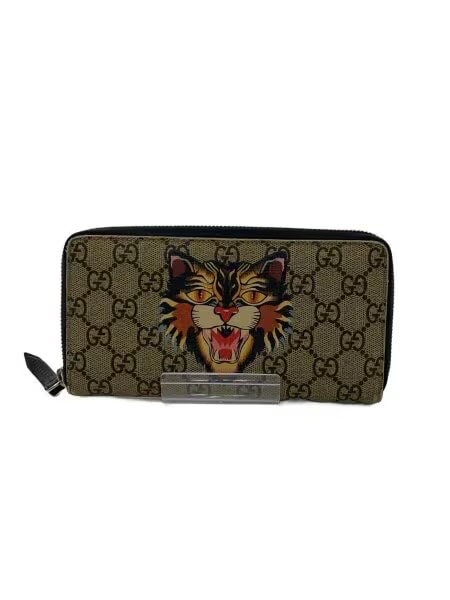 GUCCI GG Supreme Zip Round Wallet Angry Cat