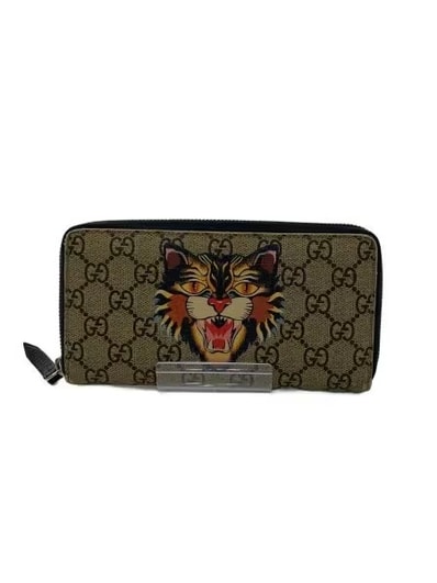 GUCCI GG Supreme Zip Round Wallet Angry Cat