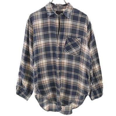 ZARA WOMAN ザラウーマン チェック柄 長袖 オーバーサイズ シャツ M ネイビー