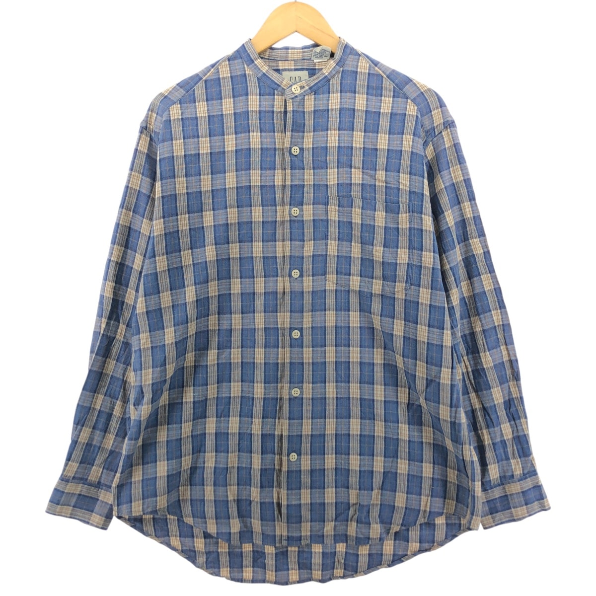 古着 90年代 ギャップ GAP オールドギャップ チェック柄 スタンドカラーシャツ メンズS相当 ヴィンテージ/eaa522244