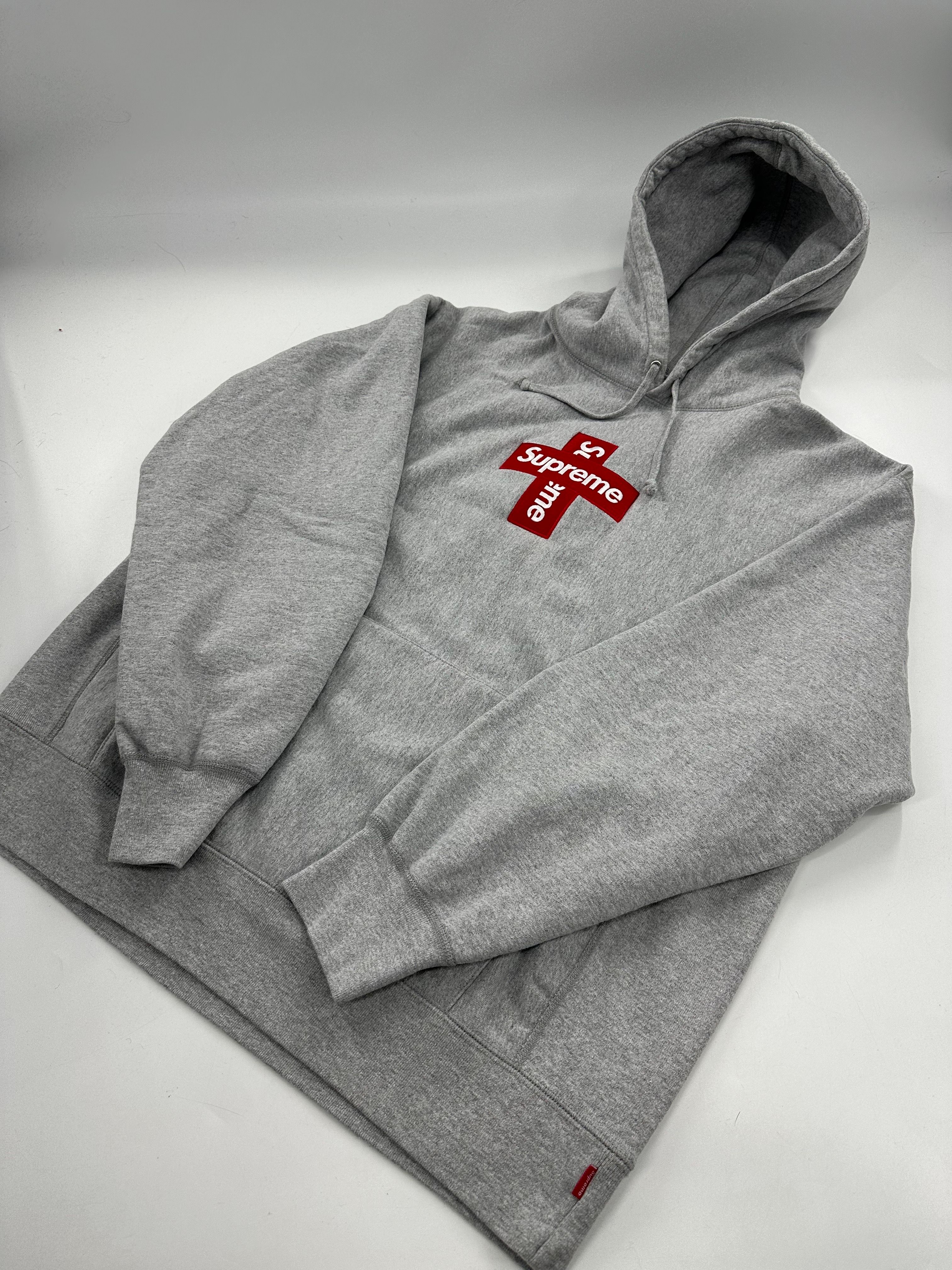Supreme Cross Box Logo Hooded Sweatshirt "Grey"
