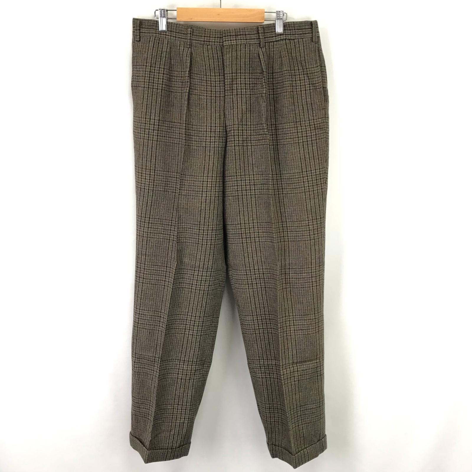 Vintage★BARACUTA【バラクータ】 スラックス/パンツ 【W88/メンズL程度/股下78cm/茶/チェック柄】ウール100%/ズボン/ボトムス/Trouser