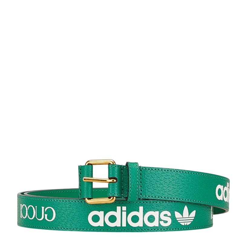 グッチ ×アディダス ロゴ ベルト サイズ:110/44 702277 グリーン レザー メンズ GUCCI 中古
