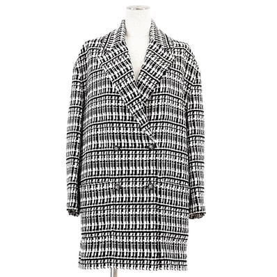 美品 シャネル コート レディース ホワイト ブラック 42 CHANEL