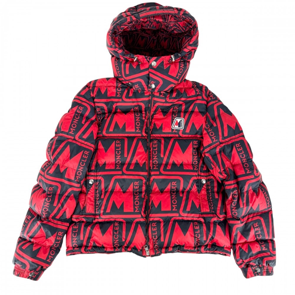 MONCLER モンクレール ダウンジャケット FRIOLAND アウター アパレル 3サイズ 服 レッド 赤 ブラック 黒 シルバー金具 ポリエステル メンズ 冬【中古品】