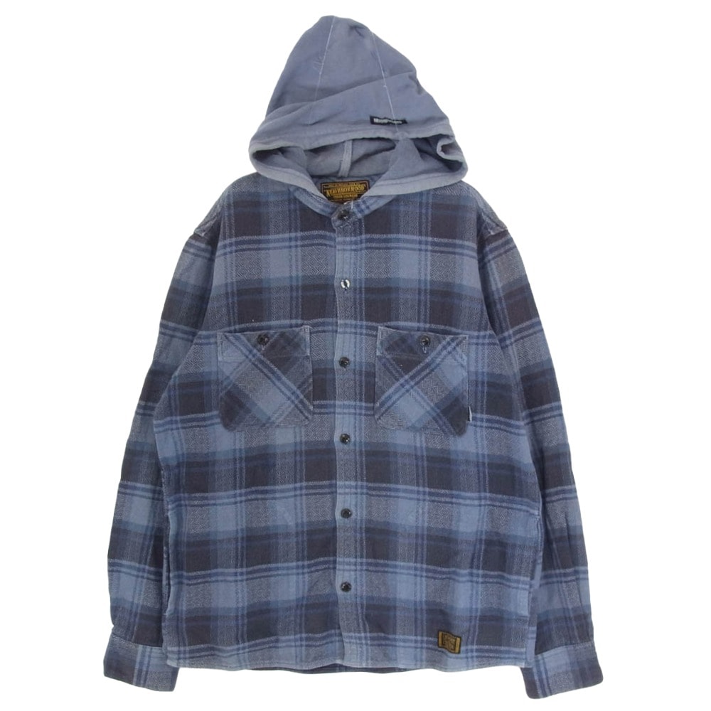 NEIGHBORHOOD ネイバーフッド 長袖シャツ フード付き チェック ネル 長袖 シャツ ネイビー系 X regular【中古】