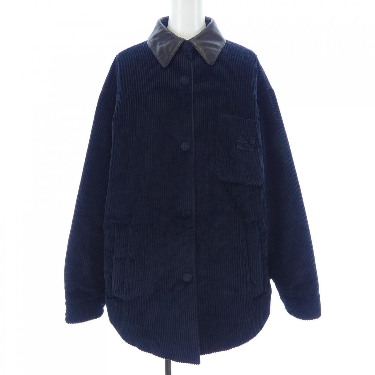 MIU MIU Corduroy/Nappa Leather Down Jacket "Ivory"