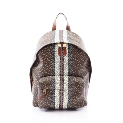 バーバリー BURBERRY TBモノグラム リュックサック バックパック バッグ PVCコーティングキャンバス レザー レディース ベージュ系 / マルチカラー 8021277 【中古】