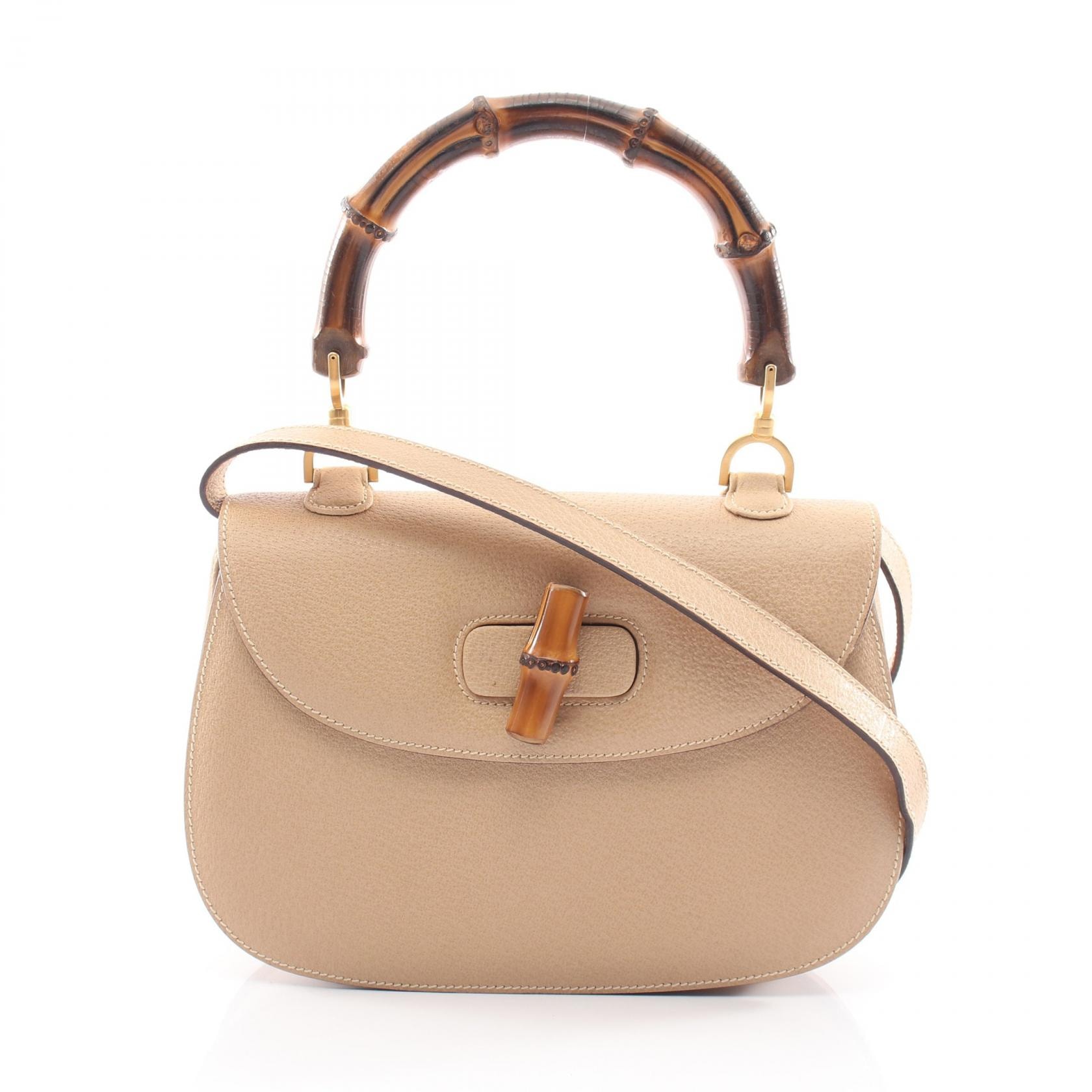 グッチ GUCCI オールドグッチ バンブー 2WAY ハンドバッグ バッグ レザー レディース ベージュ系 000.01.0633 【中古】