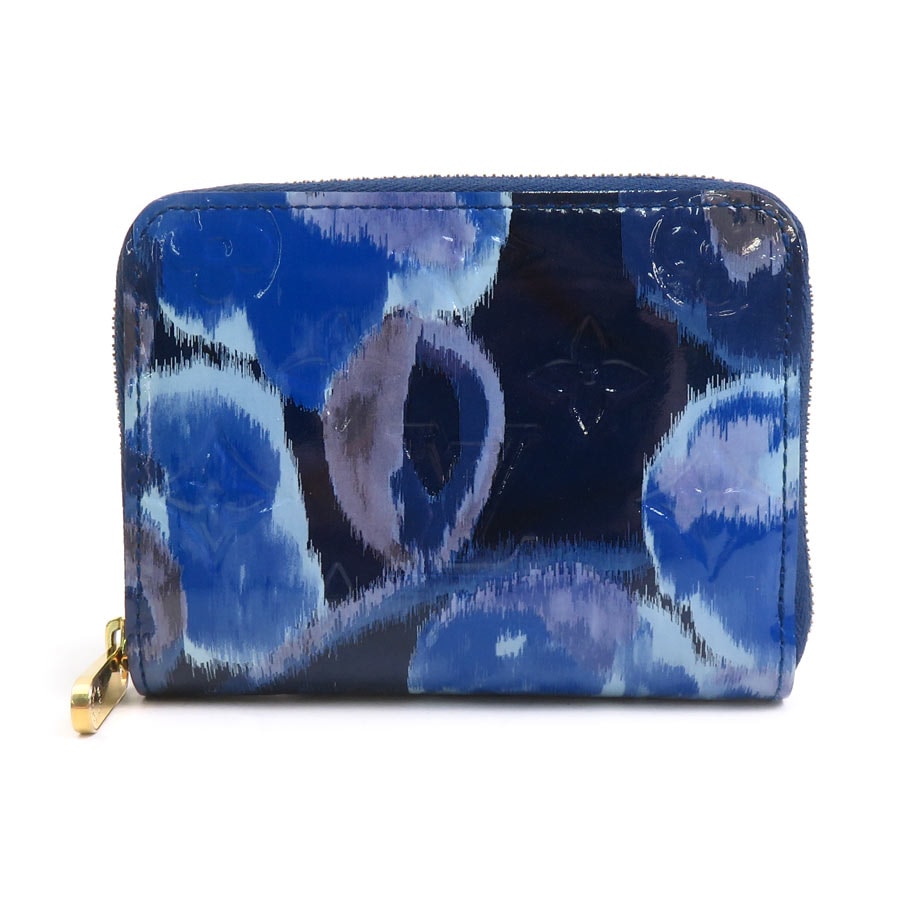 ルイ ヴィトン LOUIS VUITTON コインケース イカットフラワー ジッピーコインパース ヴェルニ ブルー ユニセックス M90029【中古】 h32526