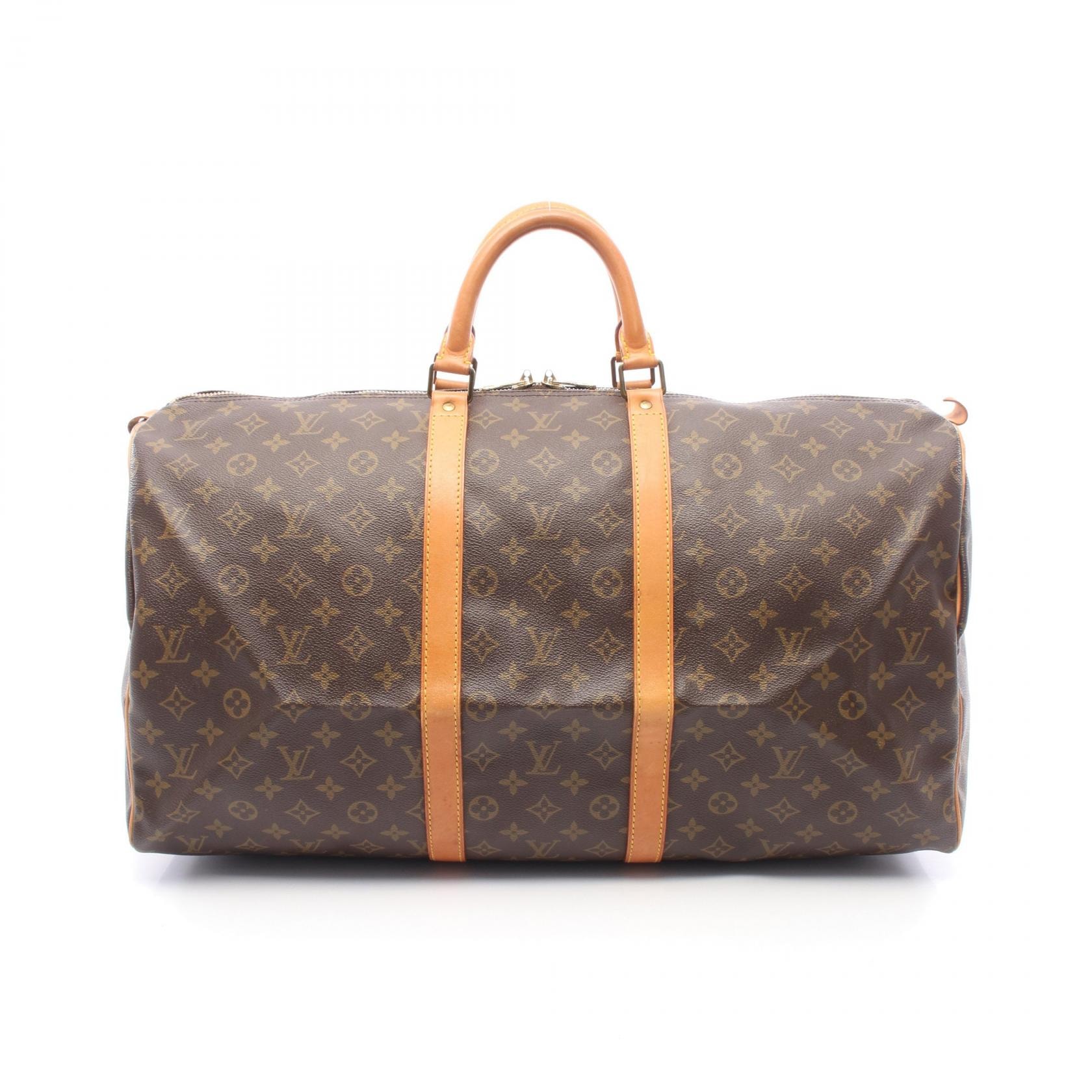 ルイ・ヴィトン LOUIS VUITTON キーポル55 ボストンバッグ バッグ PVCコーティングキャンバス レザー モノグラム メンズ レディース ブラウン系 M41424 【中古】