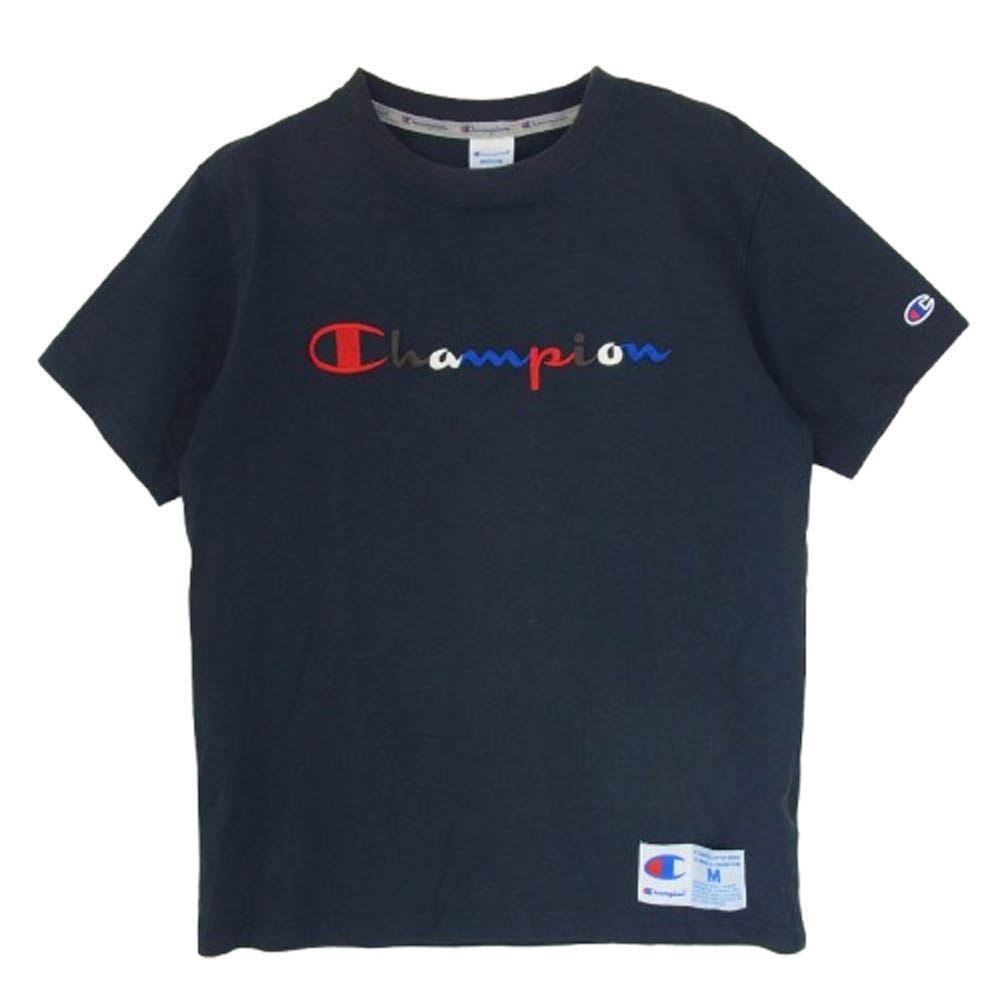 Champion チャンピオン Tシャツ C3-H371 ロゴ 刺繍 半袖 ショートスリーブ Tシャツ ネイビー系 M【中古】
