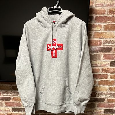 Supreme Cross Box Logo Hooded Sweatshirt "Grey"