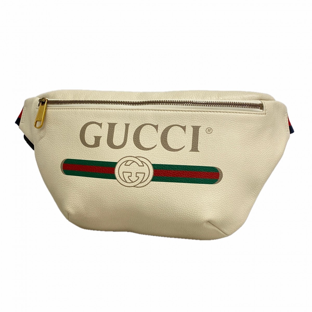 【6gd4487-k】グッチ ウエストバッグ 493869 レザー ホワイト ゴールド金具【中古】メンズ