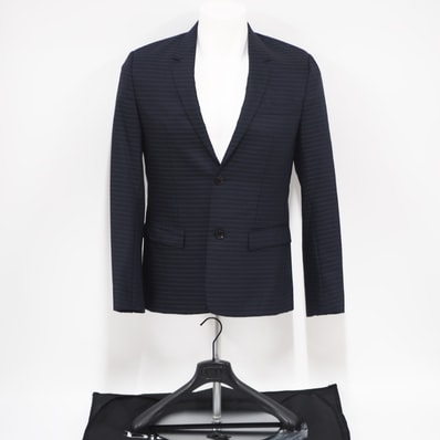 未使用 DIOR HOMME ディオール・オム ウール ストライプ セットアップ スーツ S 563C271A3288 テーラードジャケット ネイビー ウール メンズ