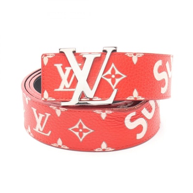 ルイ・ヴィトン LOUIS VUITTON × Supreme モノグラムサンチュール LVイニシャル ベルト 衣料品 レザー レッド メンズ レッド系 / ホワイト系 MP015 【中古】
