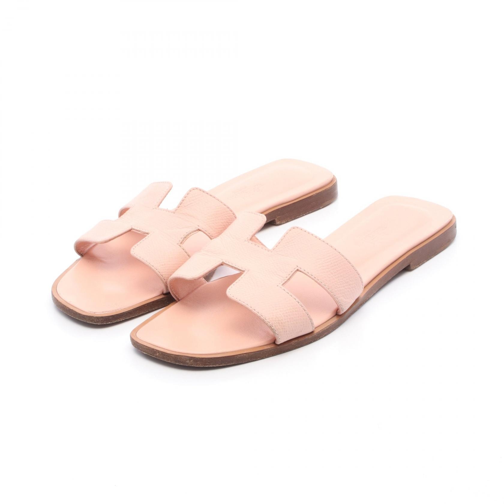 傷や汚れあり】エルメス HERMES オラン ミュール 靴 レザー ピンク