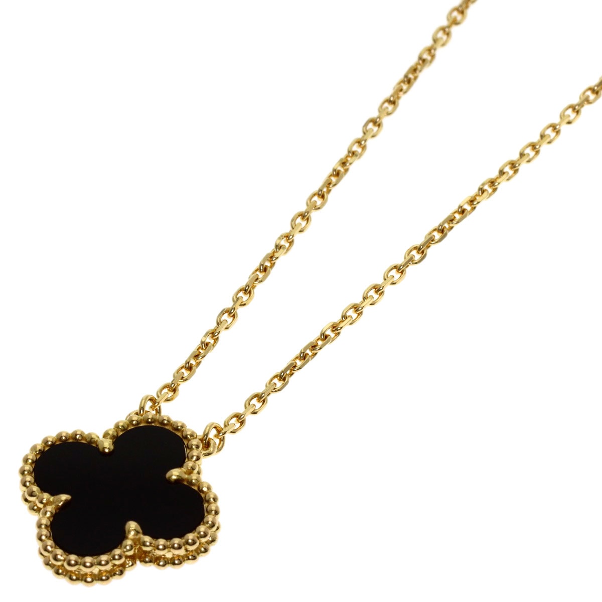 Van Cleef & Arpels ヴァンクリーフ&アーペル ヴィンテージ アルハンブラ オニキス ネックレス K18YG レディース [中古]